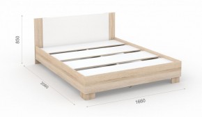 Спальня Аврора Кровать 160 со встроенным основанием под матрас Дуб сонома/Белый в Сургуте - surgut.mebel-74.com | фото