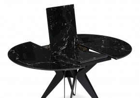 Стол стеклянный Рикла 110(150)х110х76 черный мрамор / черный в Сургуте - surgut.mebel-74.com | фото