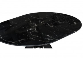 Стол стеклянный Рикла 110(150)х110х76 черный мрамор / черный в Сургуте - surgut.mebel-74.com | фото